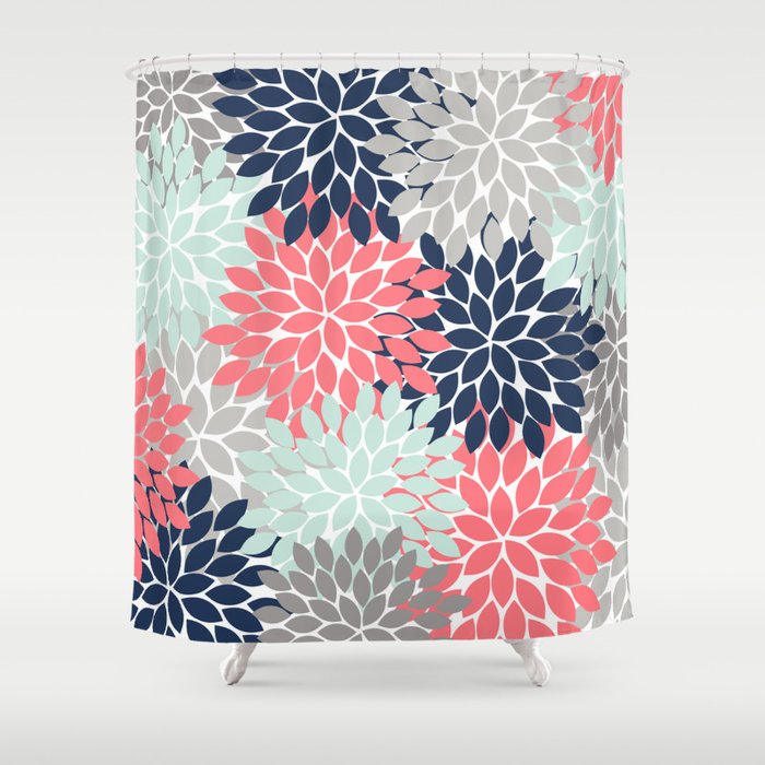 navy and gray shower curtain grey patterned flower burst petals floral pattern navy coral mint gray shower curtain navy and gray shower curtain grey patterned flower burst petals floral pattern navy coral mint gray shower curtain